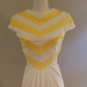 Vintage 1970sYellow and Cream striped Estevez Gown